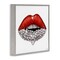 Stupell Industries Red Glam Lips with Gemstones Framed Giclee Art